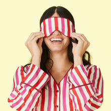 Load image into Gallery viewer, The Cloud 9 Silky Eye Mask - Classic Stripe in Lava &amp; Hibiscus
